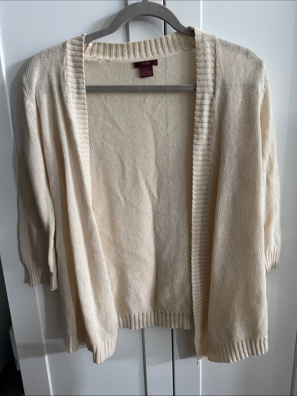 bobi Cream Open-Front Lightweight Knit Cardigan